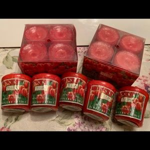 Bundle of votives and tealights in “tulip” scent